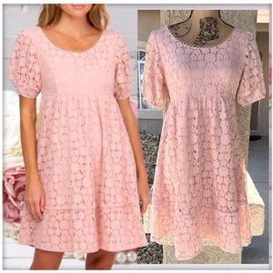 Pinkblush Pink Floral Lace Short Sleeve Dress Size S